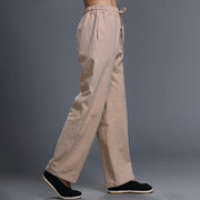 Buddha Stones Casual Plain Color Drawstring Linen Men's Pants With Pockets Men's Pants BS 28