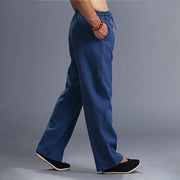 Buddha Stones Casual Plain Color Drawstring Linen Men's Pants With Pockets Men's Pants BS 20