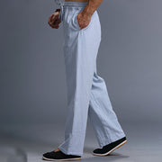 Buddha Stones Casual Plain Color Drawstring Linen Men's Pants With Pockets Men's Pants BS 37