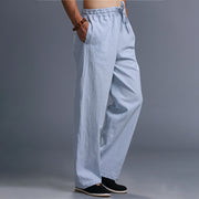 Buddha Stones Casual Plain Color Drawstring Linen Men's Pants With Pockets Men's Pants BS 38