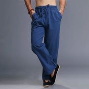 Buddha Stones Casual Plain Color Drawstring Linen Men's Pants With Pockets Men's Pants BS 22