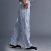 Buddha Stones Casual Plain Color Drawstring Linen Men's Pants With Pockets Men's Pants BS 34