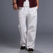 Buddha Stones Casual Plain Color Drawstring Linen Men's Pants With Pockets Men's Pants BS 10