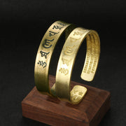 Buddha Stones Six True Words 'om Mani Padme Hum' Heart Sutra Copper Inner Peace Cuff Bracelet Bangle