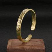 Buddha Stones Six True Words 'om Mani Padme Hum' Heart Sutra Copper Wisdom Peace Cuff Bracelet Bangle