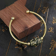 Buddha Stones Pi Xiu Carrying Compass Fu Character Copper Luck Wealth Bracelet Bangle