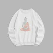 Buddha Stones Meditating Buddha Lines Pattern Fleece Lined Sweatshirt