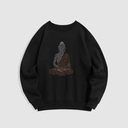 Buddha Stones Meditating Buddha Lines Pattern Fleece Lined Sweatshirt