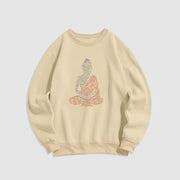 Buddha Stones Meditating Buddha Lines Pattern Fleece Lined Sweatshirt