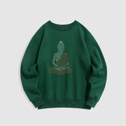 Buddha Stones Meditating Buddha Lines Pattern Fleece Lined Sweatshirt