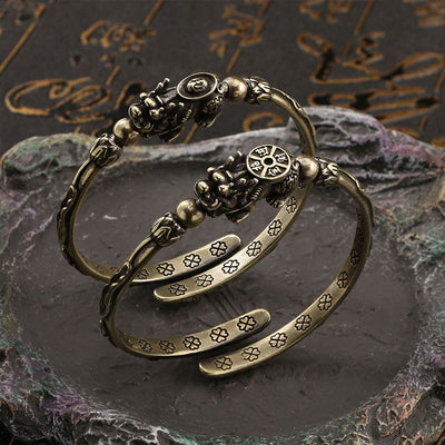 Buddha Stones Pi Xiu Carrying Coin Ingot Copper Luck Wealth Bracelet Bangle