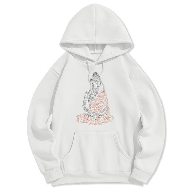 Buddha Stones Meditating Buddha Lines Pattern Fleece Lined Hoodie