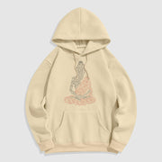 Buddha Stones Meditating Buddha Lines Pattern Fleece Lined Hoodie