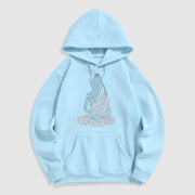 Buddha Stones Meditating Buddha Lines Pattern Fleece Lined Hoodie