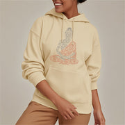 Buddha Stones Meditating Buddha Lines Pattern Fleece Lined Hoodie