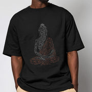 Buddha Stones Meditating Buddha Lines Pattern Tee T-shirt