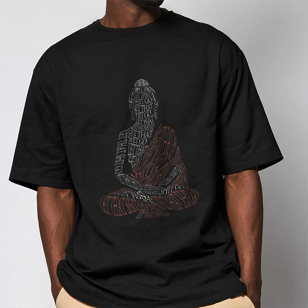 Buddha Stones Meditating Buddha Let That Shit Go Pattern Tee T-shirt T-Shirts BS 6