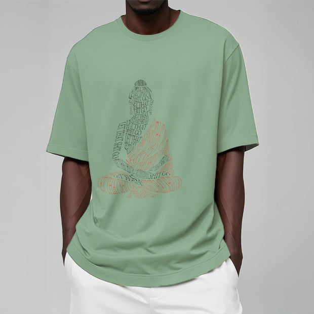 Buddha Stones Meditating Buddha Let That Shit Go Pattern Tee T-shirt T-Shirts BS 15