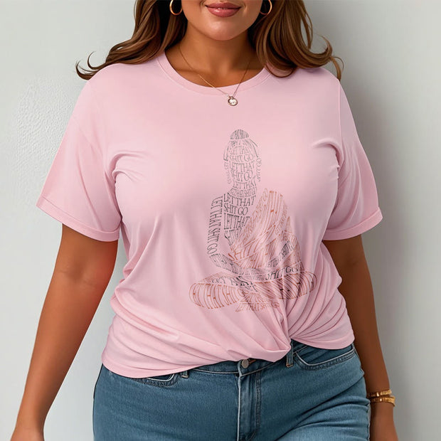 Buddha Stones Meditating Buddha Let That Shit Go Pattern Tee T-shirt T-Shirts BS 13