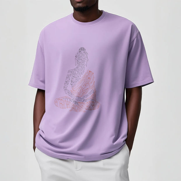 Buddha Stones Meditating Buddha Lines Pattern Tee T-shirt