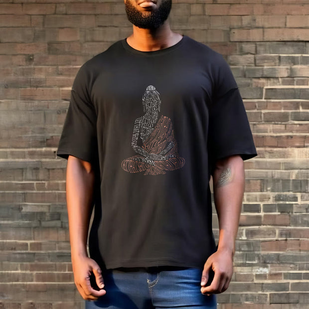 Buddha Stones Meditating Buddha Let That Shit Go Pattern Tee T-shirt T-Shirts BS 5