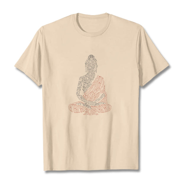 Buddha Stones Meditating Buddha Lines Pattern Tee T-shirt