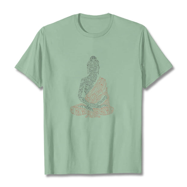 Buddha Stones Meditating Buddha Lines Pattern Tee T-shirt