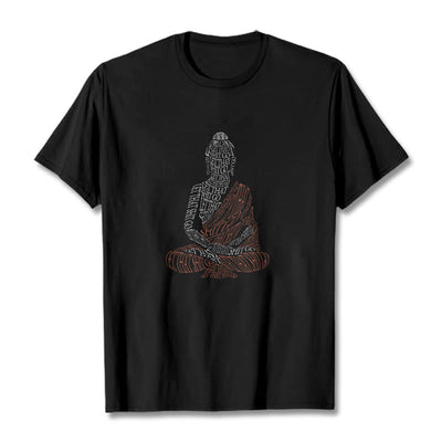 Buddha Stones Meditating Buddha Let That Shit Go Pattern Tee T-shirt T-Shirts BS White 2XL