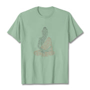 Buddha Stones Meditating Buddha Lines Pattern Tee T-shirt