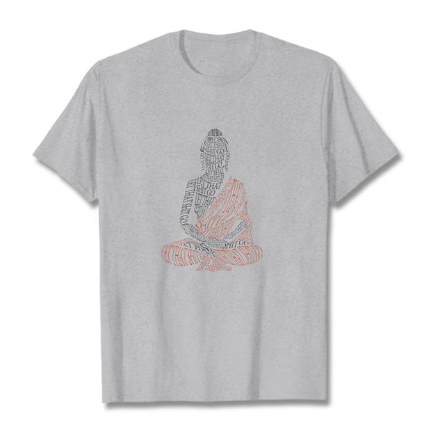 Buddha Stones Meditating Buddha Let That Shit Go Pattern Tee T-shirt T-Shirts BS LightGrey 2XL