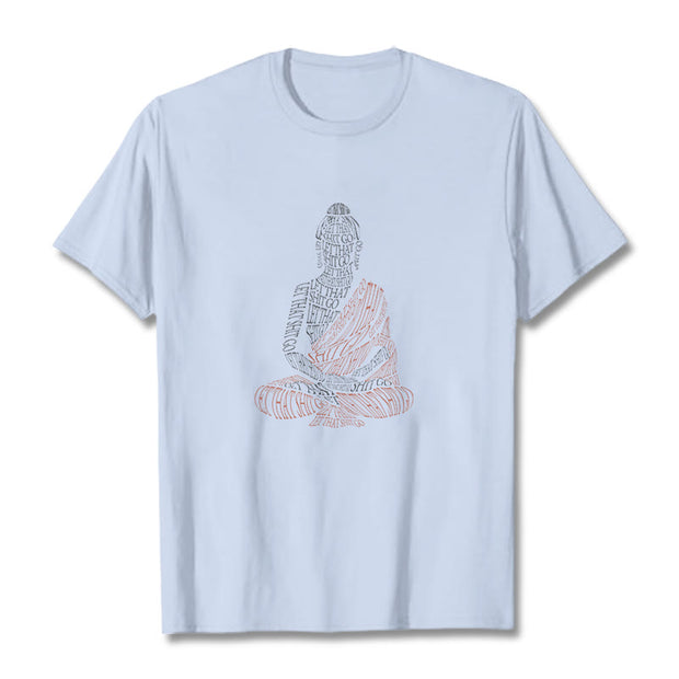 Buddha Stones Meditating Buddha Let That Shit Go Pattern Tee T-shirt T-Shirts BS LightCyan 2XL