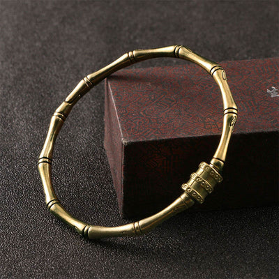 Buddha Stones Bamboo Lotus Flower Copper Peace Bracelet Bangle