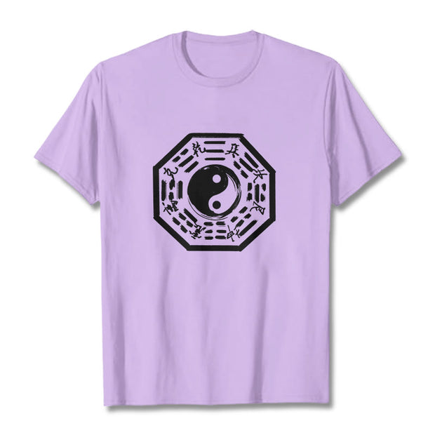 Buddha Stones Ba Gua Pattern Cotton Tee T-shirt T-Shirts BS Plum 2XL