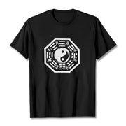 Buddha Stones Ba Gua Pattern Cotton Tee T-shirt T-Shirts BS Black 2XL