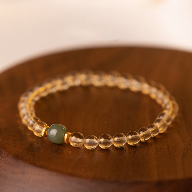 Buddha Stones Small Citrine Jade Beads Prosperity Bracelet