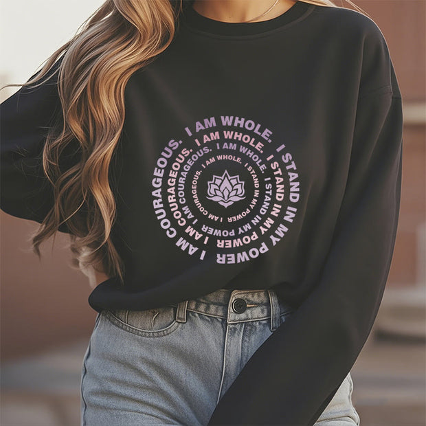 Buddha Stones Lotus I Am Courageous Fleece Lined Sweatshirt