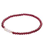 Buddha Stones Natural Small Garnet Pearl Beads Protection Bracelet Bracelet BS 5