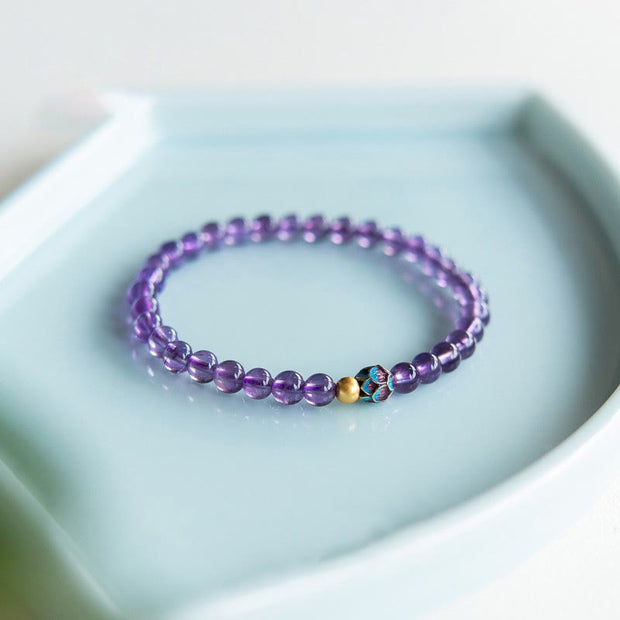 FREE Today: Spiritual Awareness Positive Natural Small Amethyst Beads Lotus Bracelet