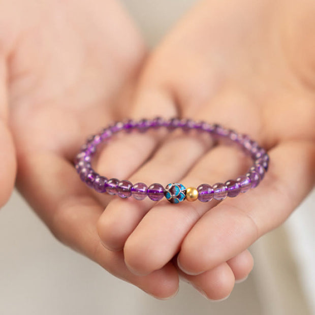 FREE Today: Spiritual Awareness Positive Natural Small Amethyst Beads Lotus Bracelet