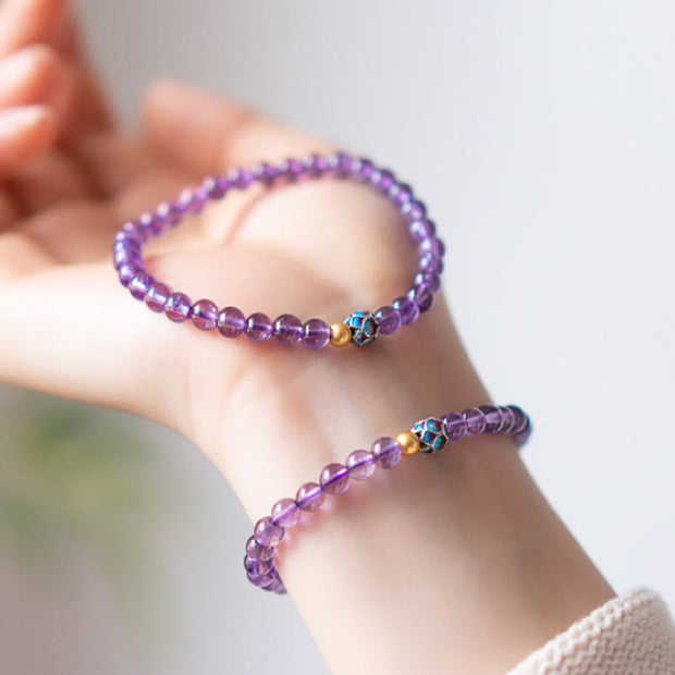 FREE Today: Spiritual Awareness Positive Natural Small Amethyst Beads Lotus Bracelet