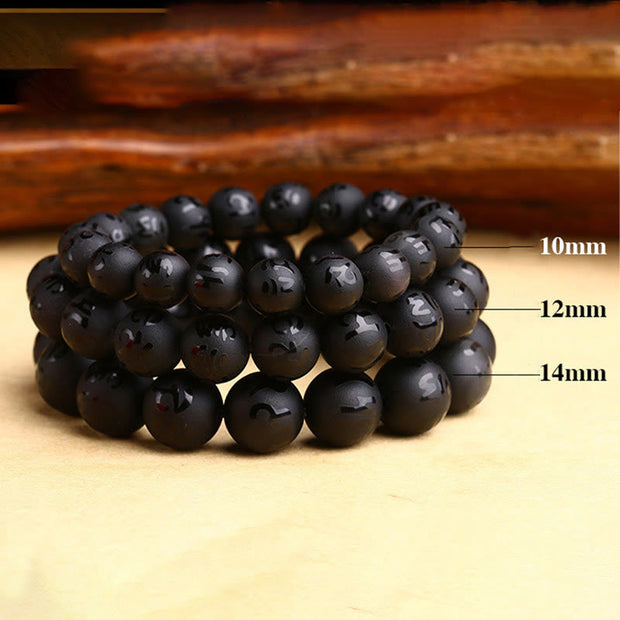 FREE Today: Fortune Support Natural Black Onyx Om Mani Padme Hum Carved Bracelet