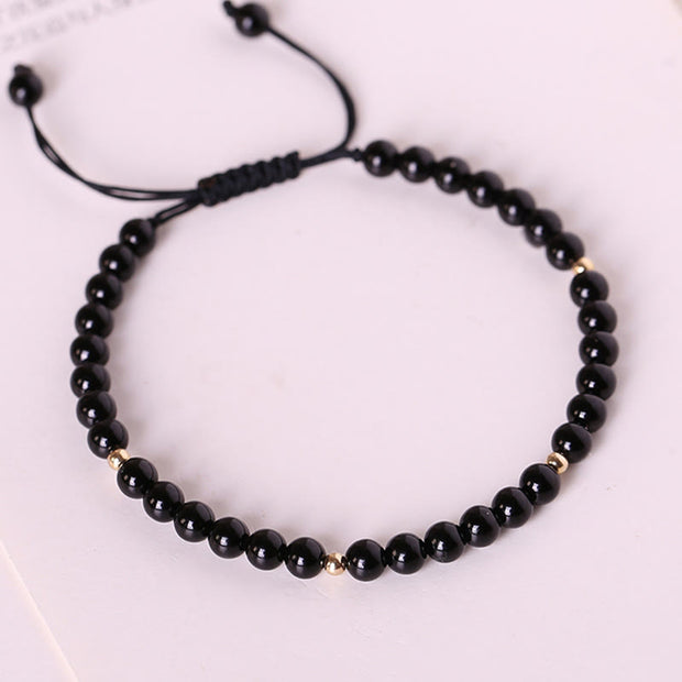 FREE Today: Fulfillment Strength Small Black Obsidian Beads Rope Bracelet