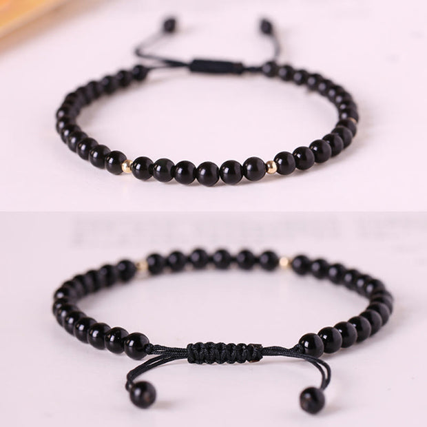 FREE Today: Fulfillment Strength Small Black Obsidian Beads Rope Bracelet