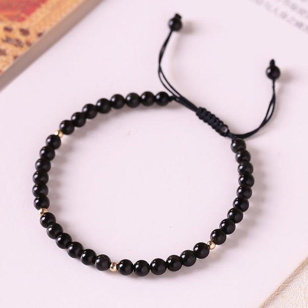 Buddha Stones Small Black Obsidian Beads Fulfillment Rope Bracelet Bracelet BS 1