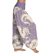 Buddha Stones Casual Dragon Pattern Women's Elastic Waist Harem Pants