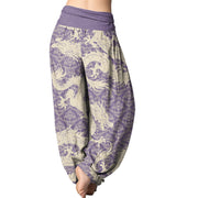 Buddha Stones Casual Dragon Pattern Women's Elastic Waist Harem Pants