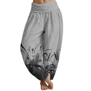 Buddha Stones Wild Grass Pattern Women's Elastic Waist Harem Pants