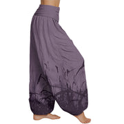 Buddha Stones Wild Grass Pattern Women's Elastic Waist Harem Pants