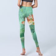 Buddha Stones Lotus Leaves Seed Pods Print Gym Leggings Women's Yoga Pants - image 7