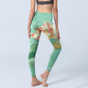 Buddha Stones Lotus Leaves Seed Pods Print Gym Leggings Women's Yoga Pants - image 5